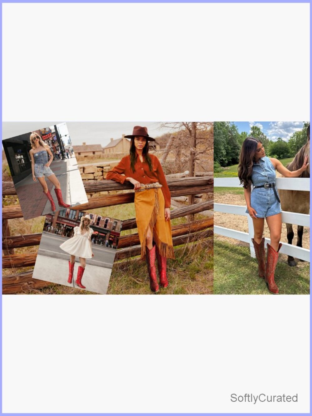 Vintage Knee High Cowgirl Boots with Chunky Heel, Pointed Toe, Side Zipper - Picture 7 of 7